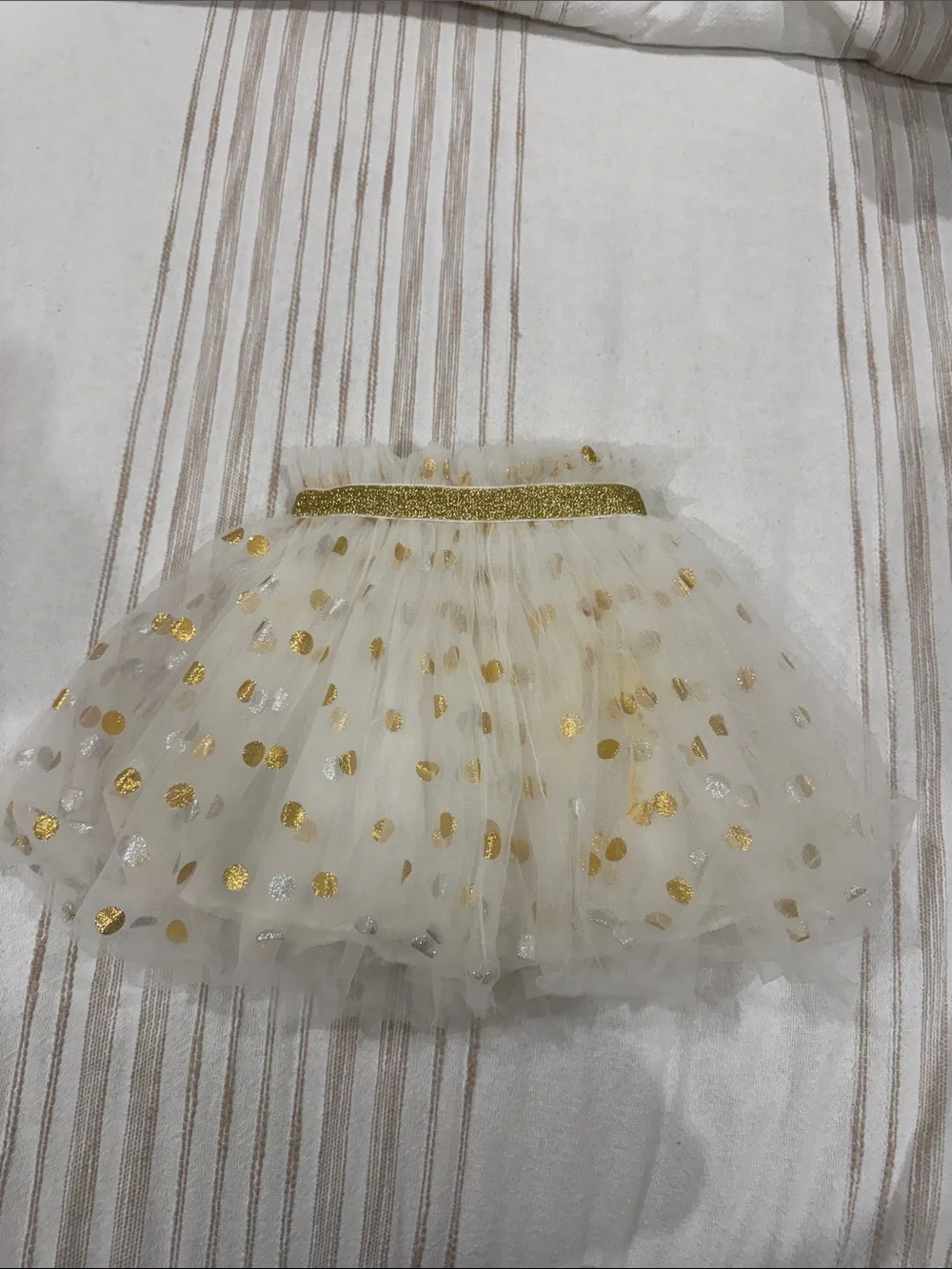 Ivory Tulle Skirt with Gold & Silver Polka Dots